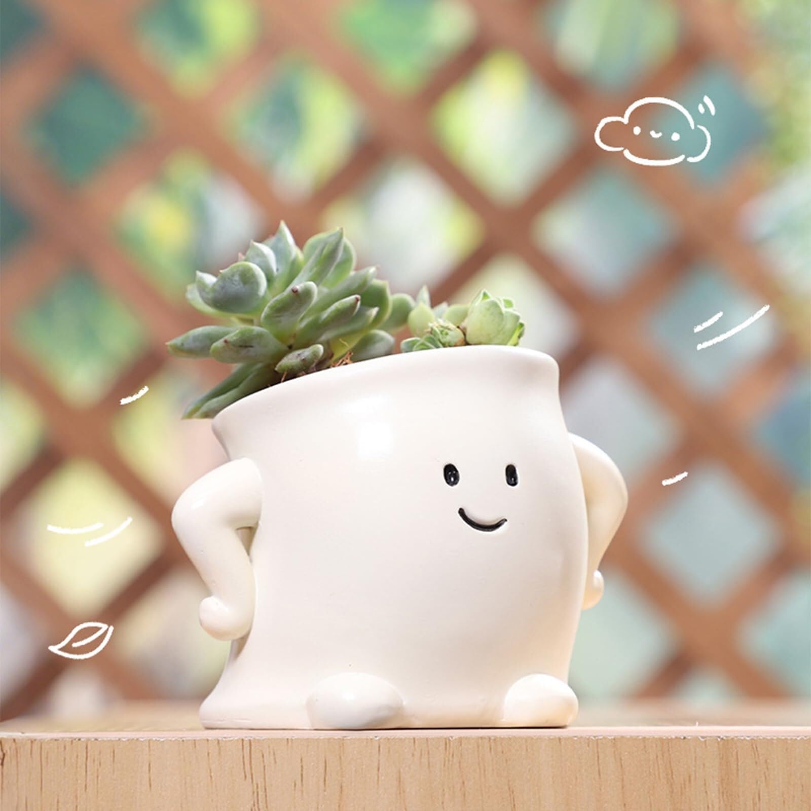 Amazon | ミニマル 笑顔の植木鉢かわいい屋内と屋外の植木鉢ユニークな